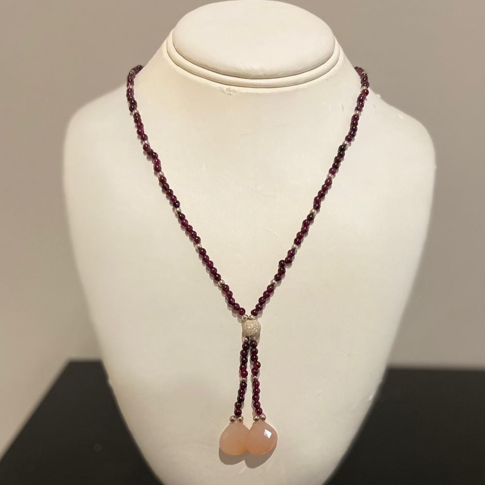 Bead Necklace with tassel stone drop